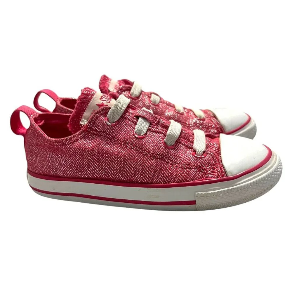 Converse All-Star Sz 10 Pink Metallic Slip On Sneakers